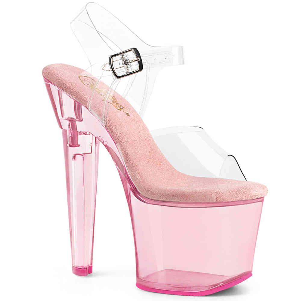 Pleaser - LOVESICK708T Sandale à bride à la cheville, Pole dance chaussures - Rose/Transparent Product image